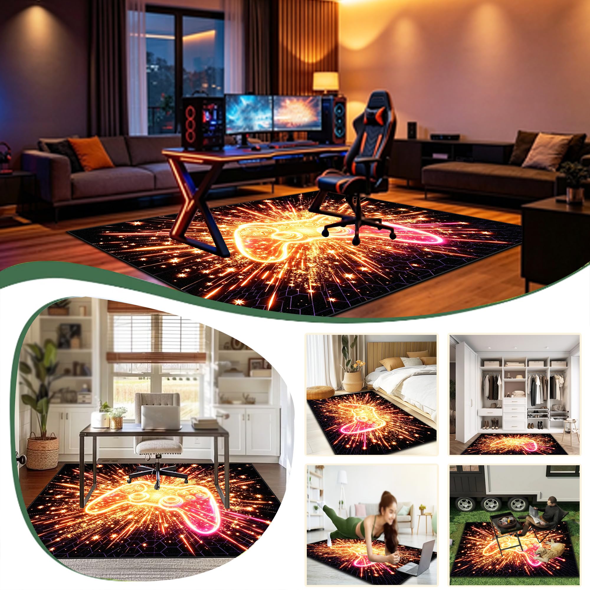 Tapis Chaise de Gaming Antidérapant Protection Chaise Parquet 130 x 160 cm