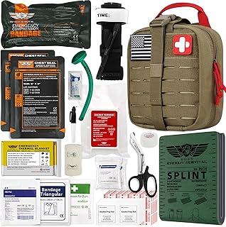 EVERLIT Emergency Trauma Kit GEN-II Mil-Spec Nylon Laser Cut Pouch with Aluminum Tourniquet 36" Splint, Military Combat Ta...