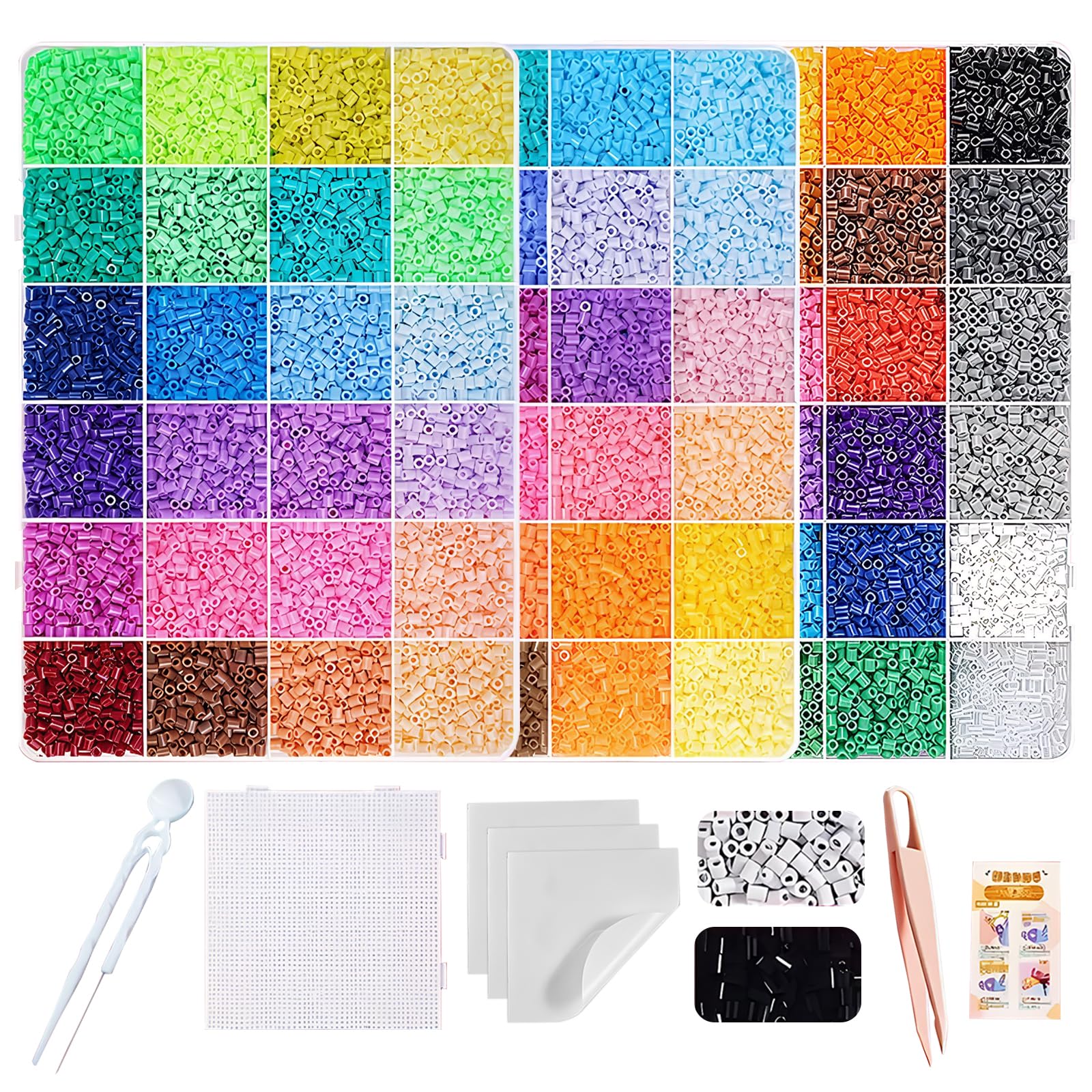 72Colors 28000Pcs Fuse Beads Kit, 2.6mm Perler Beads with Pegboard Bead Pen Ironing Papers Tweezers, Complete Creative Art Supplies for Arts and DIY Crafts