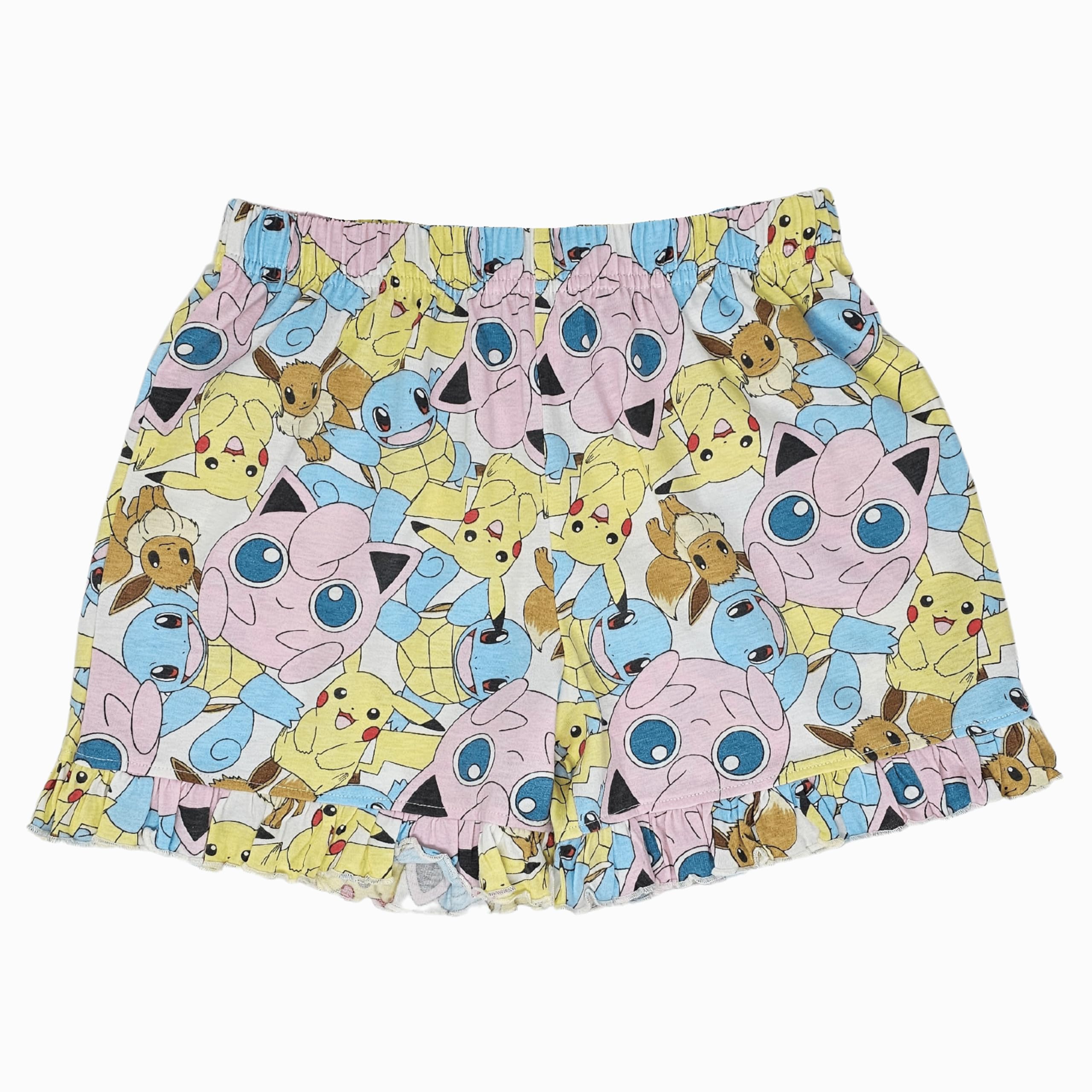 Pikachu & Eevee Maniche a Balze Ragazze 100% Cotone Set Pigiama Corto 5-14 Anni