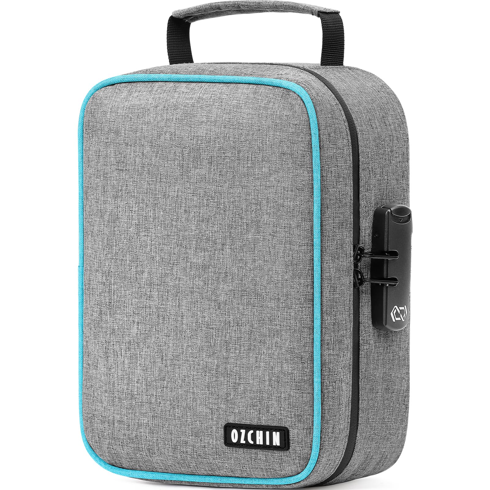 OZCHIN Smell Proof Bag with Combination Lock Tobacco Pipe Pouch Bag File Organizer Case Container Medicine Lock Box Odorless Storage Bag Great Gift for Friend (Grey, L)