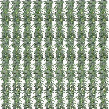 10 Pack Artificial Eucalyptus Garland with Willow Leaves 6.4 ft Artificial Greenery Vine Swag Faux Silver Dollar and Willow Leaves Garland for Wedding Table Runner Doorway Decoration Indoor Outdoor