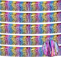 Vista 25 de Paquete de 5 guirnaldas de flecos dorados de 10 pies, guirnalda de flecos de papel metálico, serpentinas metálicas de oropel con flecos, pancarta