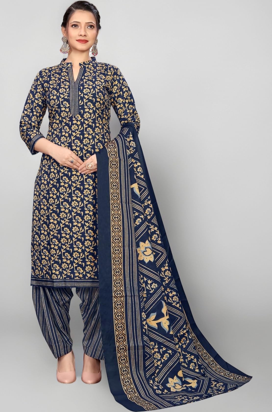 Rajnandini Women Cotton Printed Ready to Wear Patiala Salwar Suit