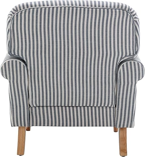 Miniatura 7 de DM-Furnitue - Sillón ancho moderno de lino, cómoda silla de lectura, silla tapizada, sofá individual para dormitoriosala de estar, beige con rayas