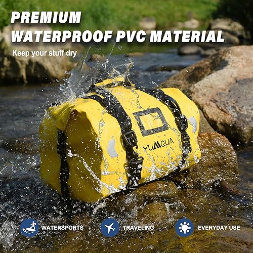 Miniatura 2 de YUMQUA Waterproof Duffel Bag, Motorcycle Duffle Bag, Heavy Duty Roll Top Large Dry Bags Waterproof with Durable Straps & Handle for Travel Outdoor