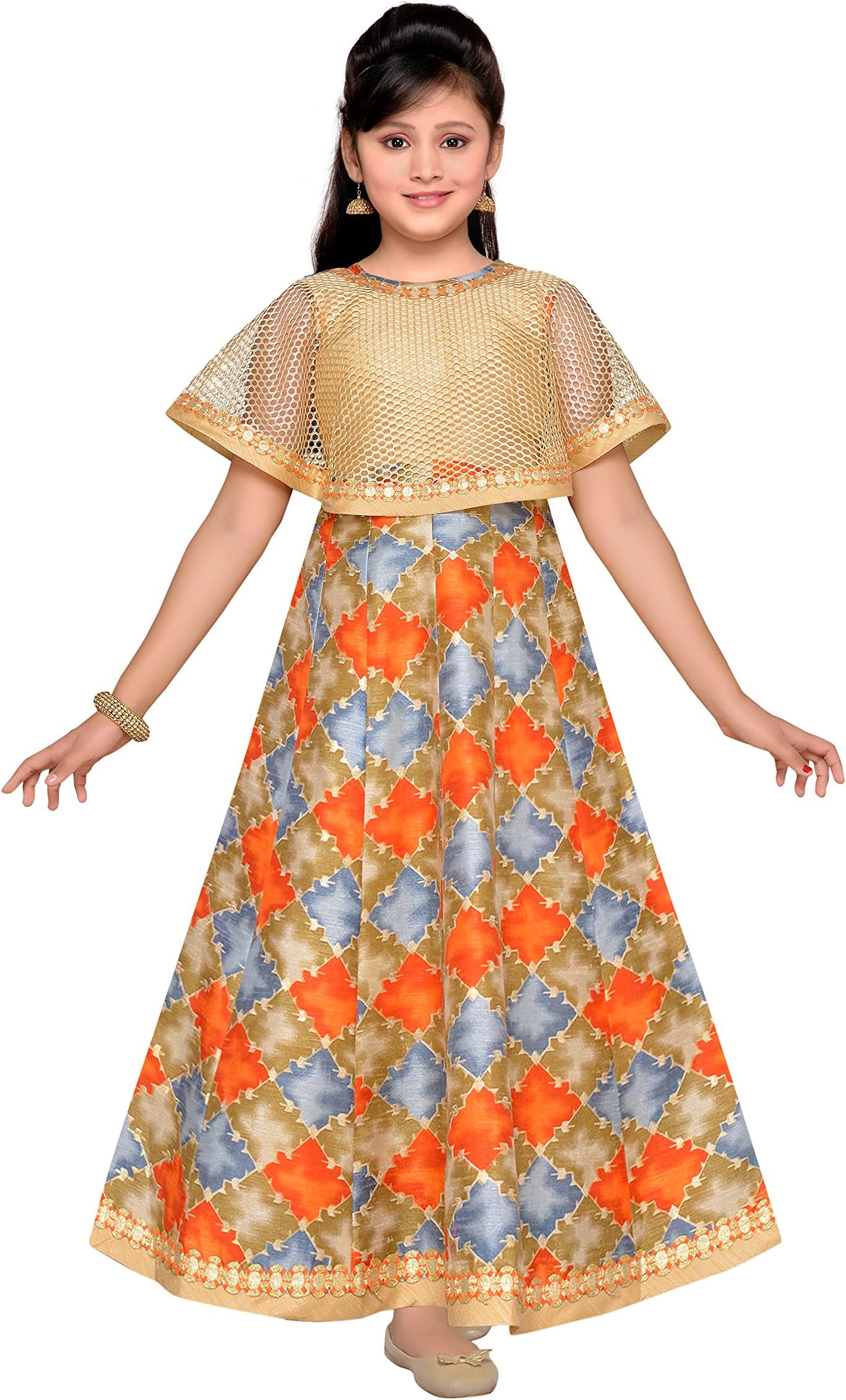 ADIVAGirl's Indian Party Wear Gown for Kids