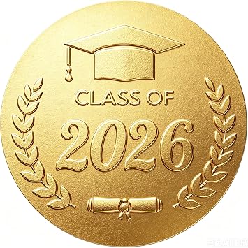 G2PLUS 100Pcs Graduation Stickers - Gold Foil Embossed Class of 2026 Stickers 2 Inch Graduation Cap Envelope Seal Labels for Gradutes Diplomas Awards Invitation Party Favors
