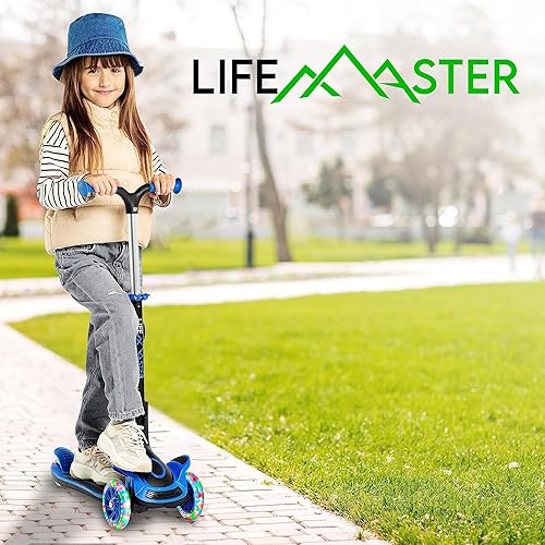 Miniatura 8 de Scooter de 3 ruedas para niños con asiento plegable, altura ajustable del manubrio, juguete de paseo inclinado para conducir para niños a partir de