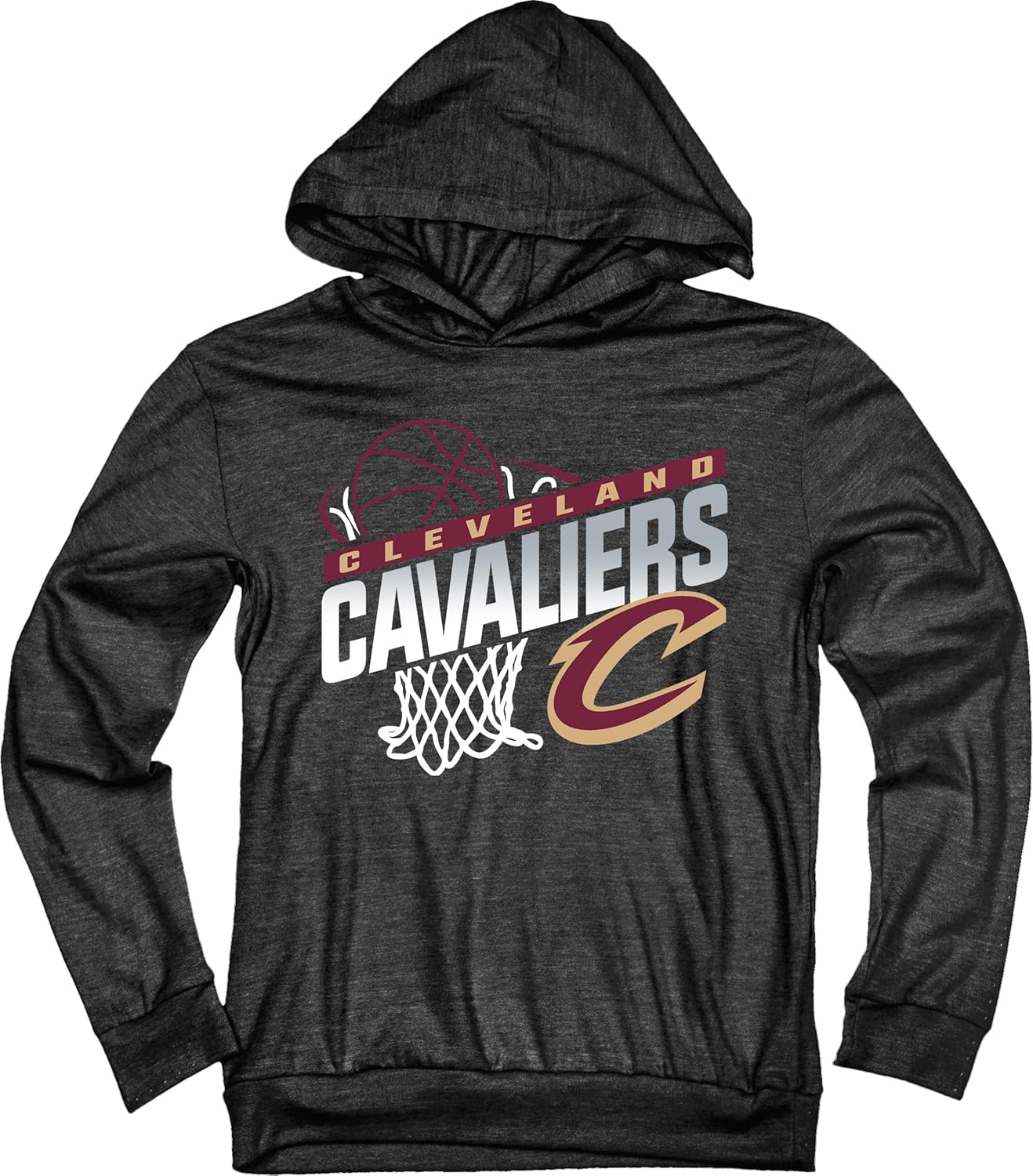 Cleveland Cavaliers NBA Officially Licensed Youth Tri-Blend Hooded Long Sleeve T-Shirt Hoop Team Color, Large - Image 3