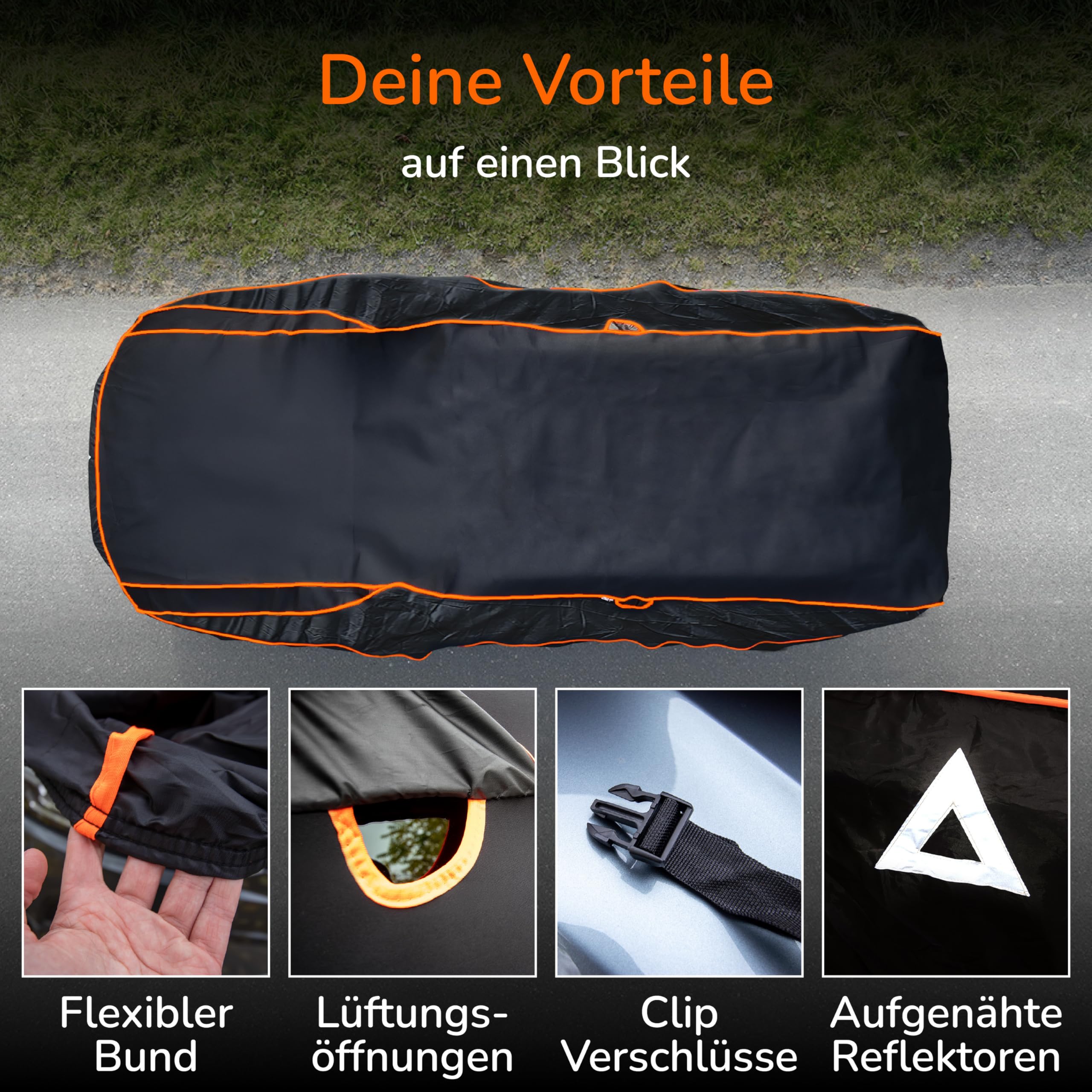 Upgrade4cars Auto Hagelschutzplane Version 2026 SUV M 455x190x150 cm | Abdeckplane Komplett | Schutz vor Hagel & Sturm | Autoplane Universal