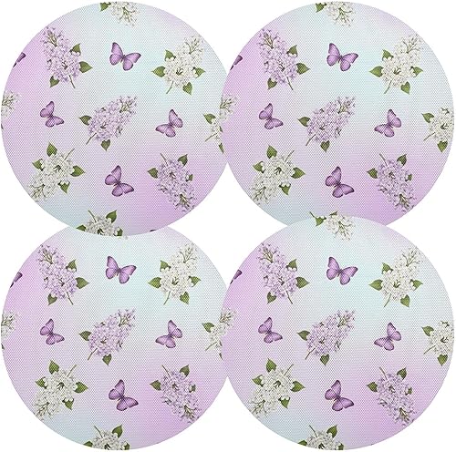 Miniatura 2 de Purple Butterflies Gradient Table Placemat, Washable Non Slip Heat Resistant Placemats for Kitchen one sizex4