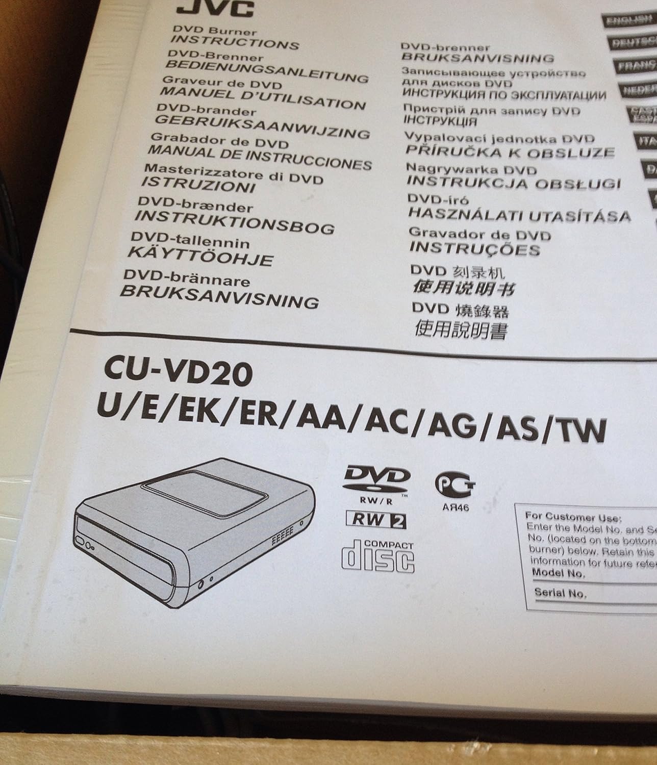 JVC CU-VD20 Share Station DVD Burner rear view з портами