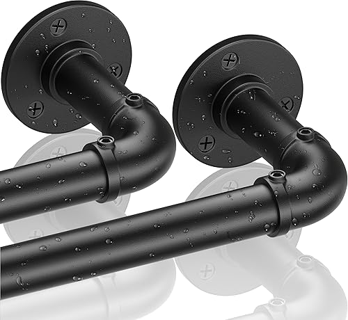 DHLDWQ Barras de cortina industriales, paquete de 2 barras de cortina resistentes de 1 pulgada, barra de cortina para interiores y exteriores, barra