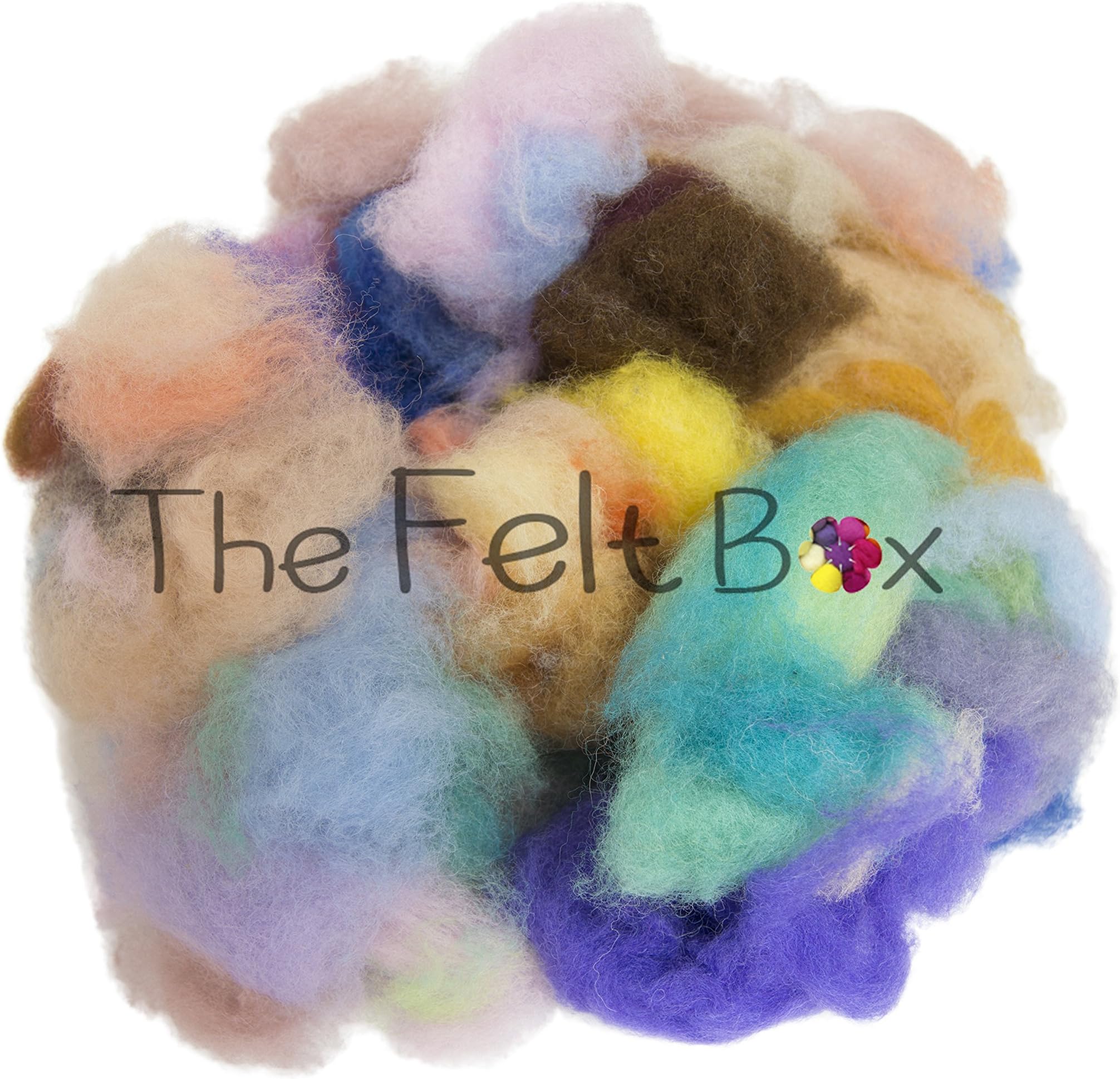 Waste Felting Fibres – Carded Oddments & Tops Mix, 100g (3.5oz) – Assorted Colours for Needle & Wet Felting, Fibre Art, Craft Projects