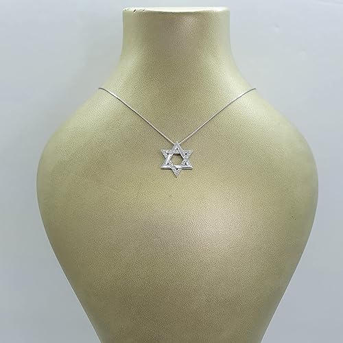 Miniatura 4 de 18k White Gold Diamond Star of David Necklace, Rhodium Plated,Gold Necklace For Women, Simple Minimalist Jewelry, Gift for Her, Gold Jewelry,