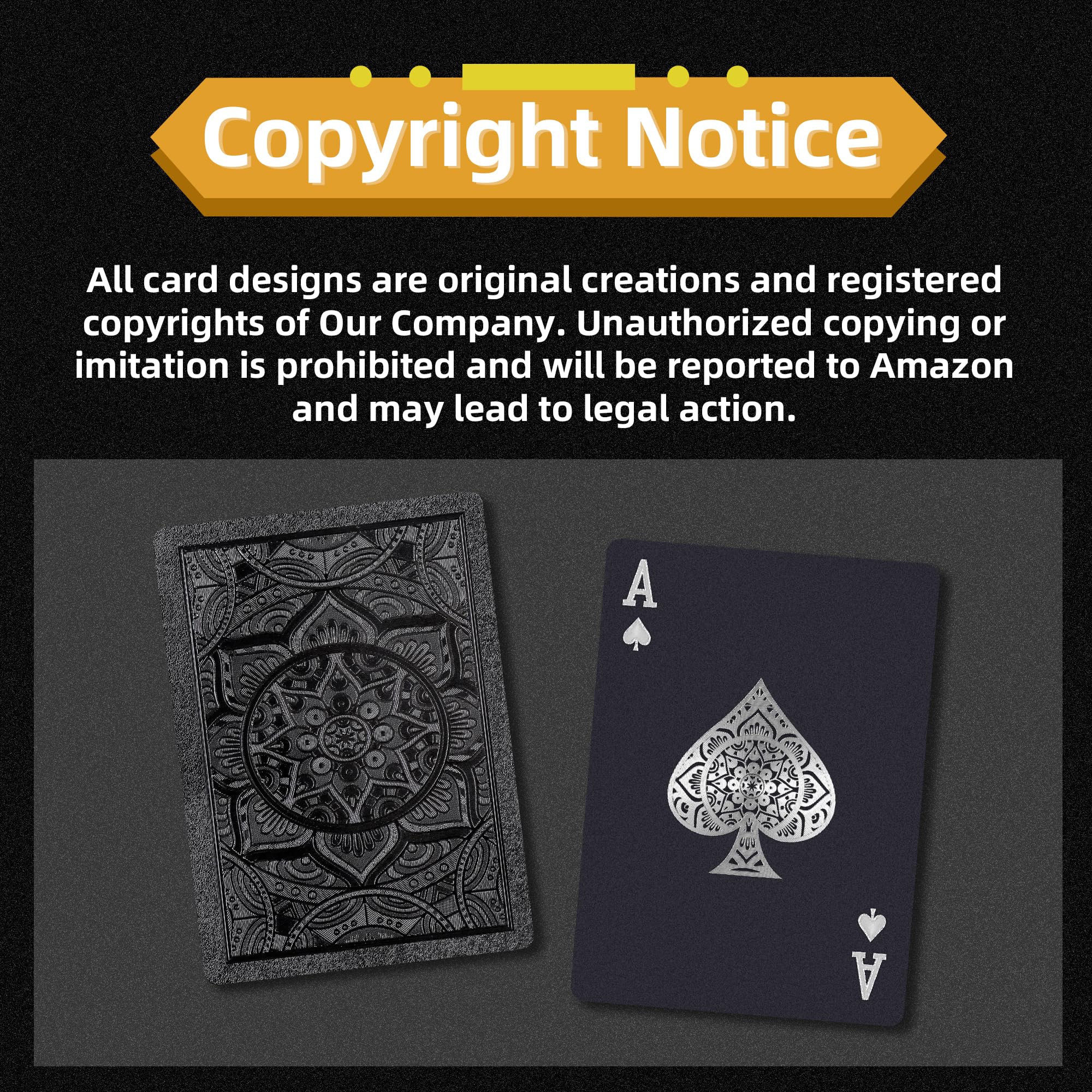 Playing Cards, Plastic Playing Cards, Deck of Cards, Waterproof Poker Cards, Black Standard Playing Card for Adults, Cool Premium Poker Card Set for Gift Camping Beach Pool Party Table Games (1 Pack)