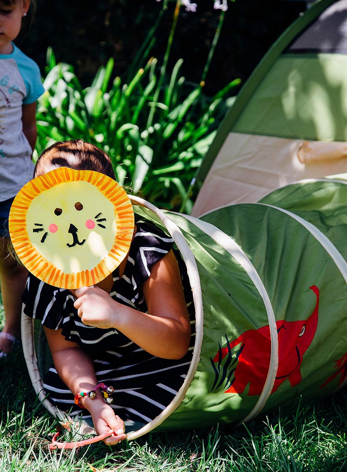 Pacific Play Tents 20435 Kids Safari Fun Dome Tent Crawl Tunnel Combo Indoor / Outdoor Fun,Multicolor : Toys & Games