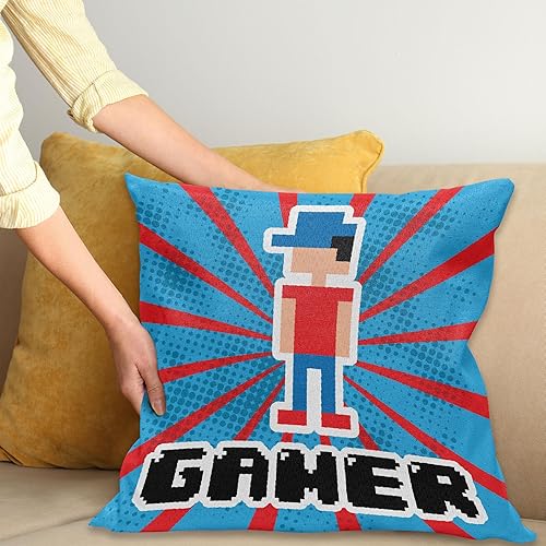 Miniatura 2 de Ambesonne - Funda de cojín para videojuegos, diseño de rayas, color azul y rojo