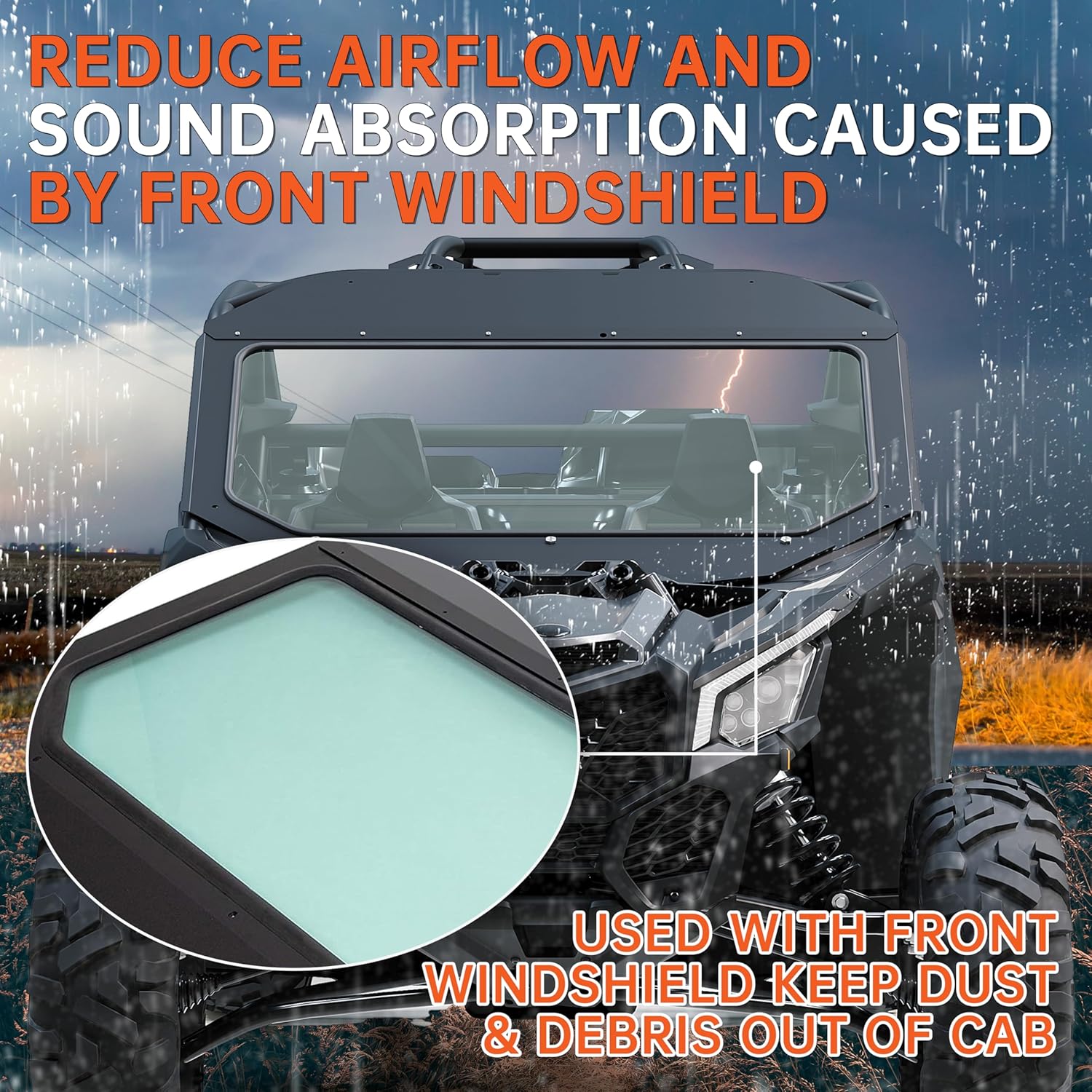 ECOTRIC Full Glass Windshield + Sun Visor Compatible With Can Am Maverick X3 900 XRS XDS Turbo R Max 2017-2025