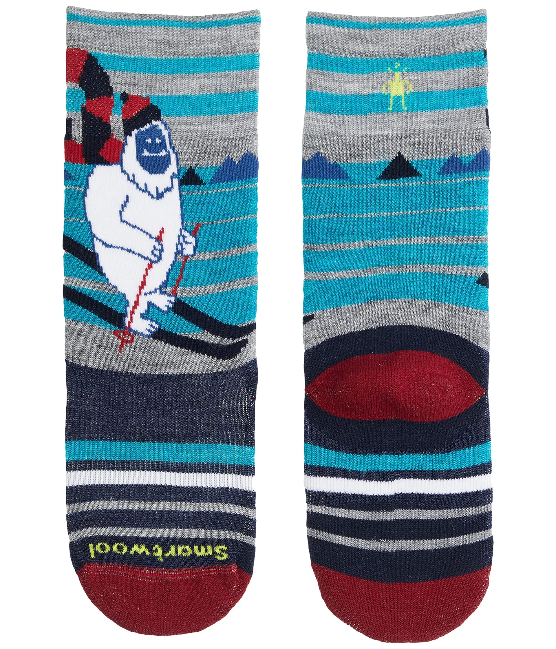 Smartwool Wintersport Full Cushion Yeti Pattern OTC (Toddler/Little Kid/Big Kid) Light Gray LG (3 Little Kid - 6 Big Kid)