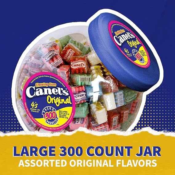 Canels Assorted Chewing Gum, 4 Piece Packs in Original Flavors, for Parties and Sharing, 300 Count Jar (Pack of 1)