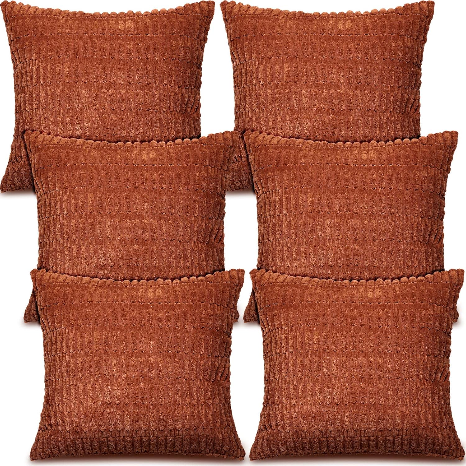 Newwiee 6 Pcs Rust Decorative Throw Pillow Covers 18x18