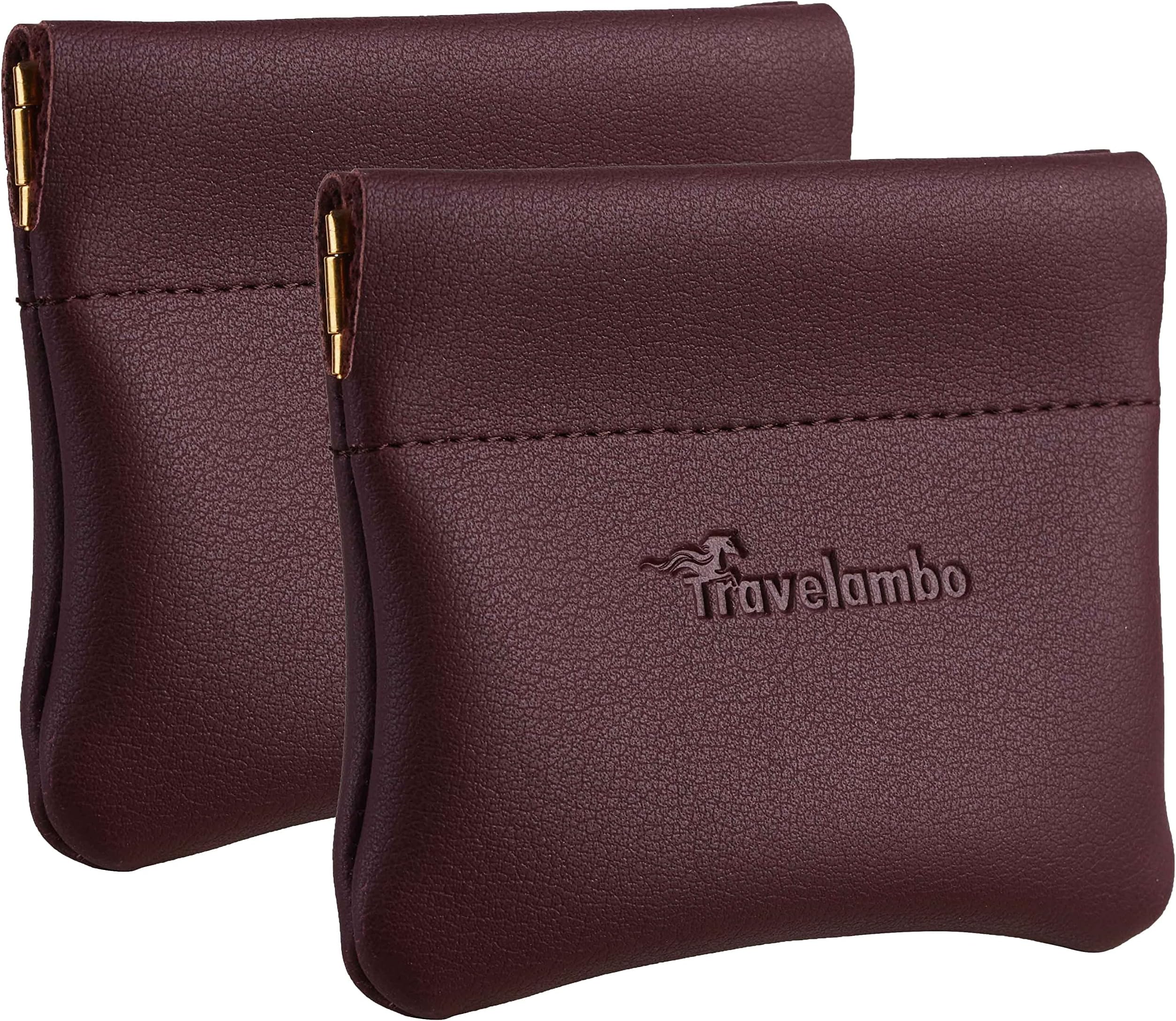 Leather Squeeze Coin Purse Pouch Change Holder For Men & Women 2 pcs set