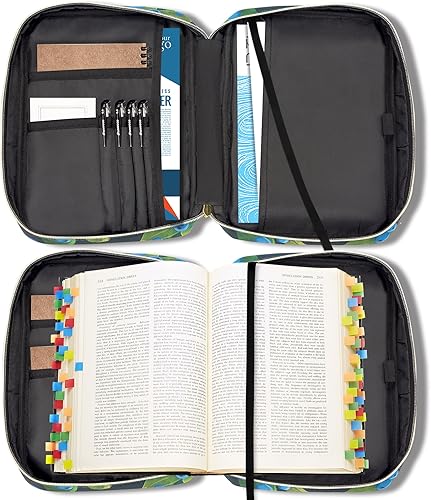 Miniatura 4 de Funda para la Biblia para mujer, soporte para la Biblia, bolsa organizadora de transporte, con cremallera y bolsillos para Biblia de tamaño