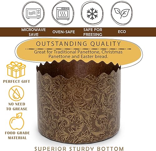 Miniatura 3 de Paska Molds - Molde para pan de Pascua, 12 unidades de 15 onzas, molde de papel para pan de Pascua, molde de papel panettone, molde grande de 5.1