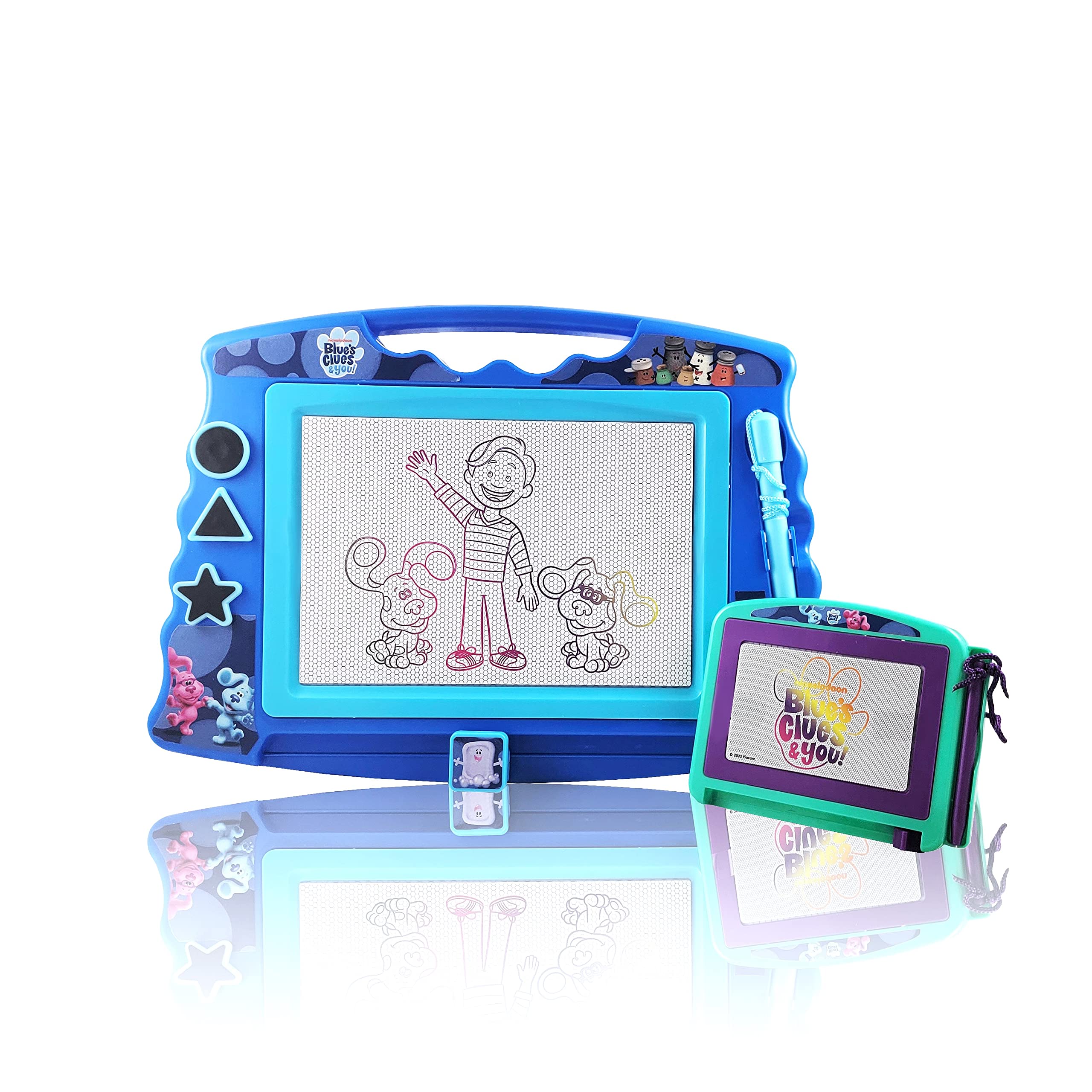 Amazon.com: Lollipop Blues Clues 2-Pc Magnetic Drawing Board Set for Girls  and Boys, One Large Board with 3 Stamps and Stylus Pen and One Travel Size  Drawing Board, Toddler Educational Toy :