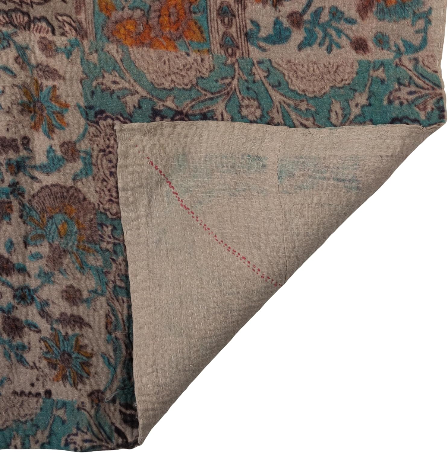 Creative Co-Op Vintage Cotton Printed Rali Throw with Embroidery, Multicolor - Image 4