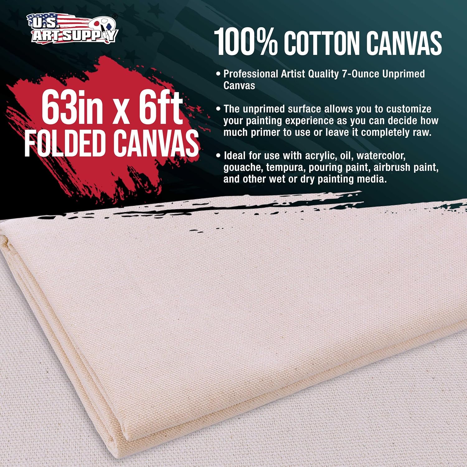 63" x 6' Unprimed Cotton Canvas Roll for Painting