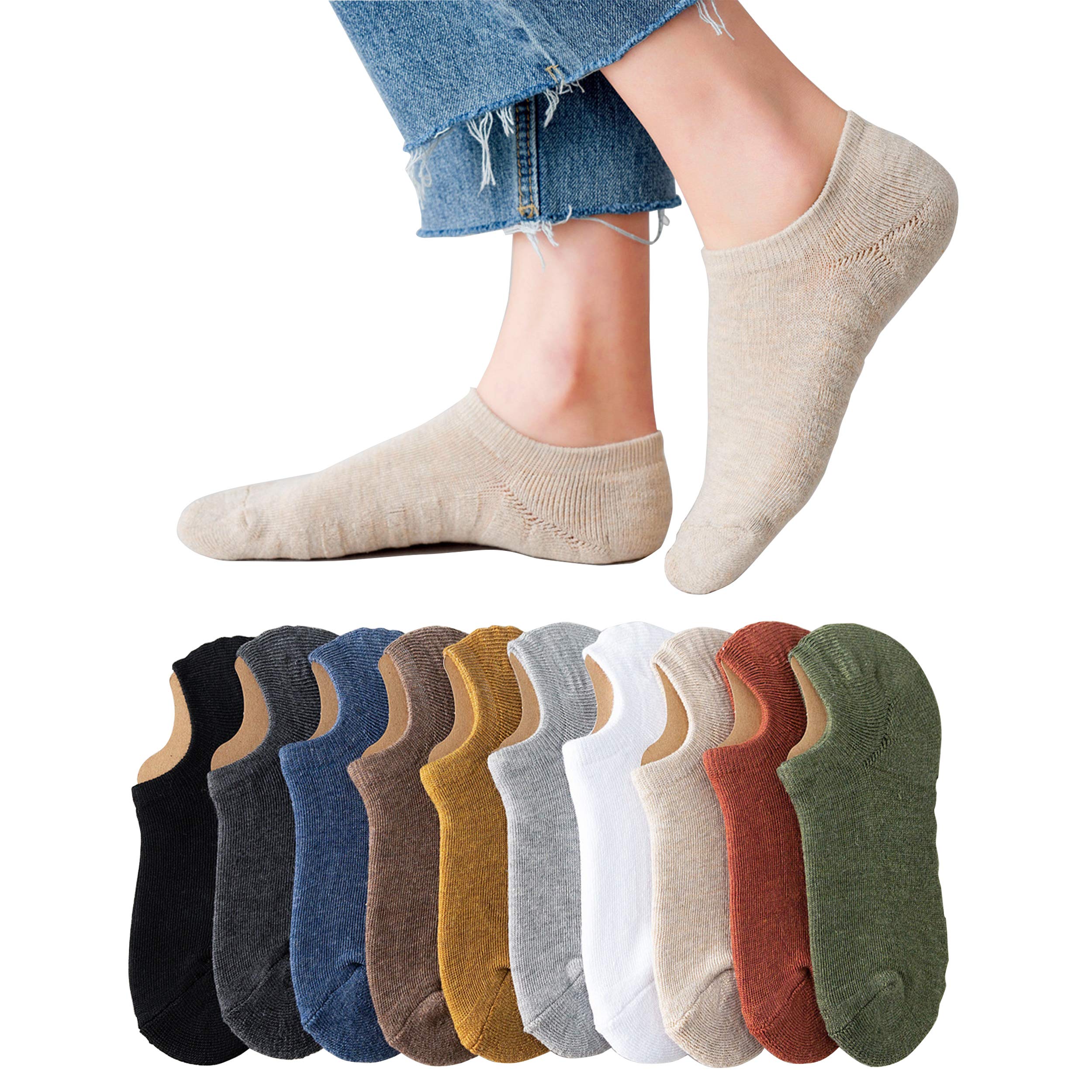 AOIREMONAOIREMON No Show Athletic Socks 5-10 Pairs Hiking Running Ankle Socks For Women Cushion Low Cut Socks