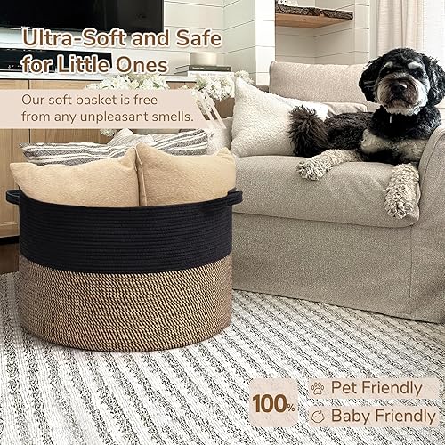 Vista 266 de INDRESSME - Canasta extragrande para ropa sucia de cuerda de algodón, cesta tejida decorativa con asas para guardería y sala, contenedor para Gris