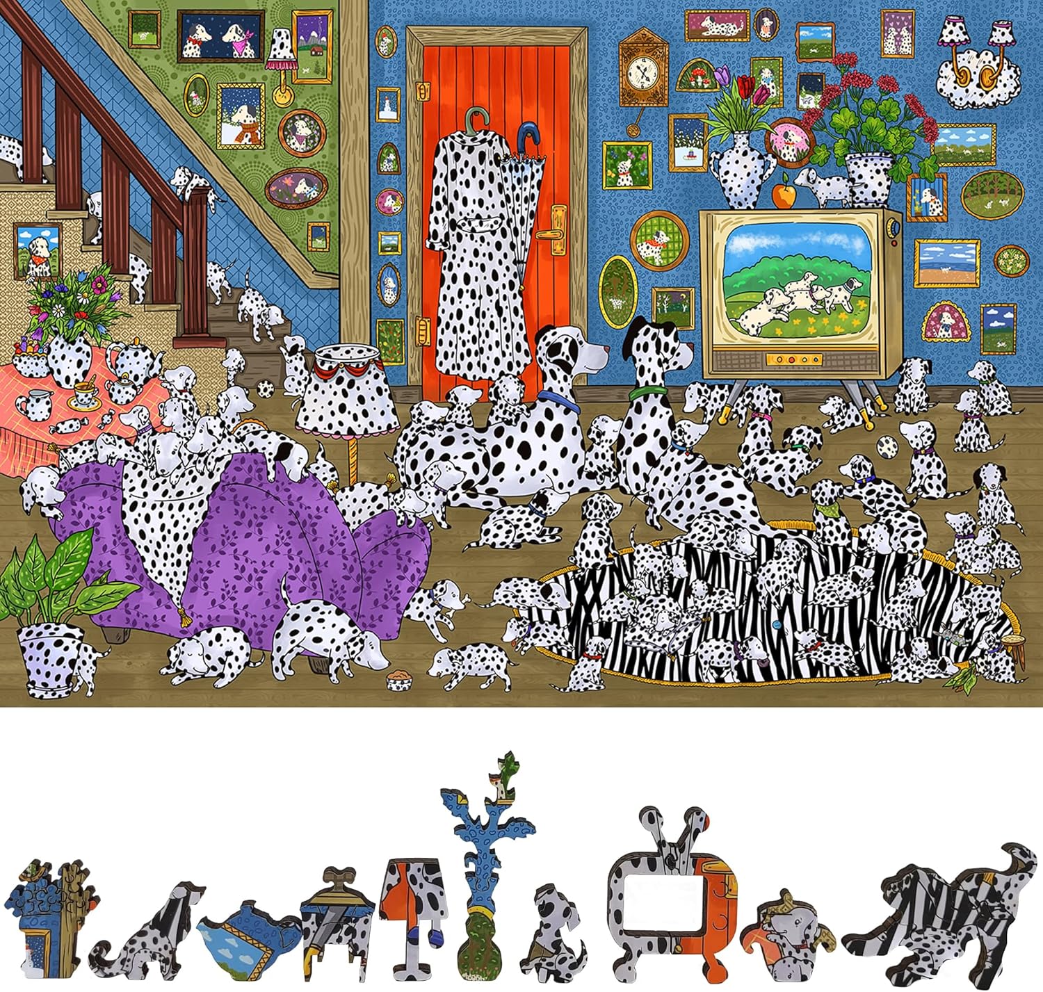Wooden Puzzle for Adults - Uniquely Shaped Pieces - Made in The USA by FoxSmartBox - 400 Pieces - The Dalmatians