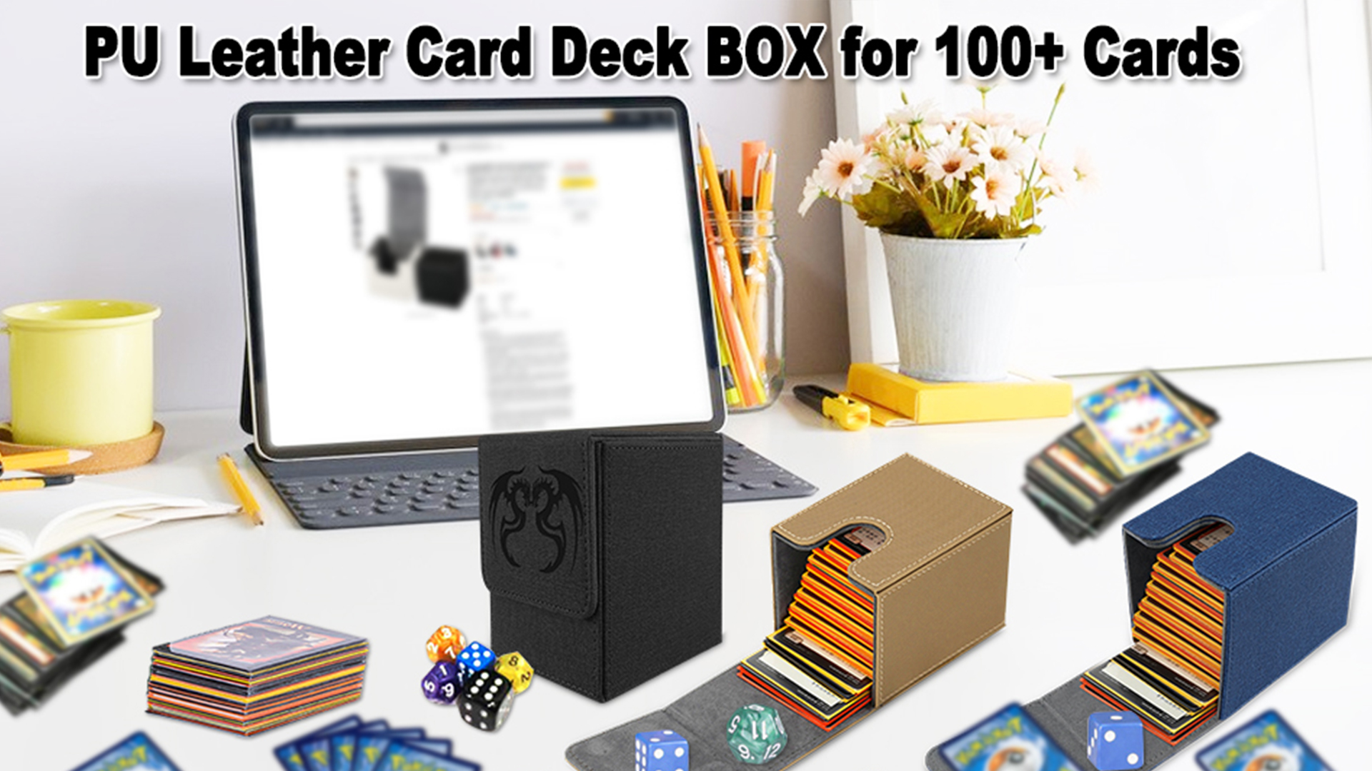 Yeelan Caja Magnética Para Cartas – Tamaño Grande Para Más De 100 Tarjetas Con Funda, Sin PVC, En Color Marrón