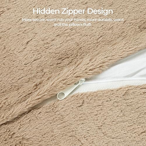 Miniatura 4 de TOONOW Juego de 2 fundas de almohada decorativas de 18 x 18 pulgadas, fundas de almohada esponjosas de piel sintética de lujo para sofá, sala de