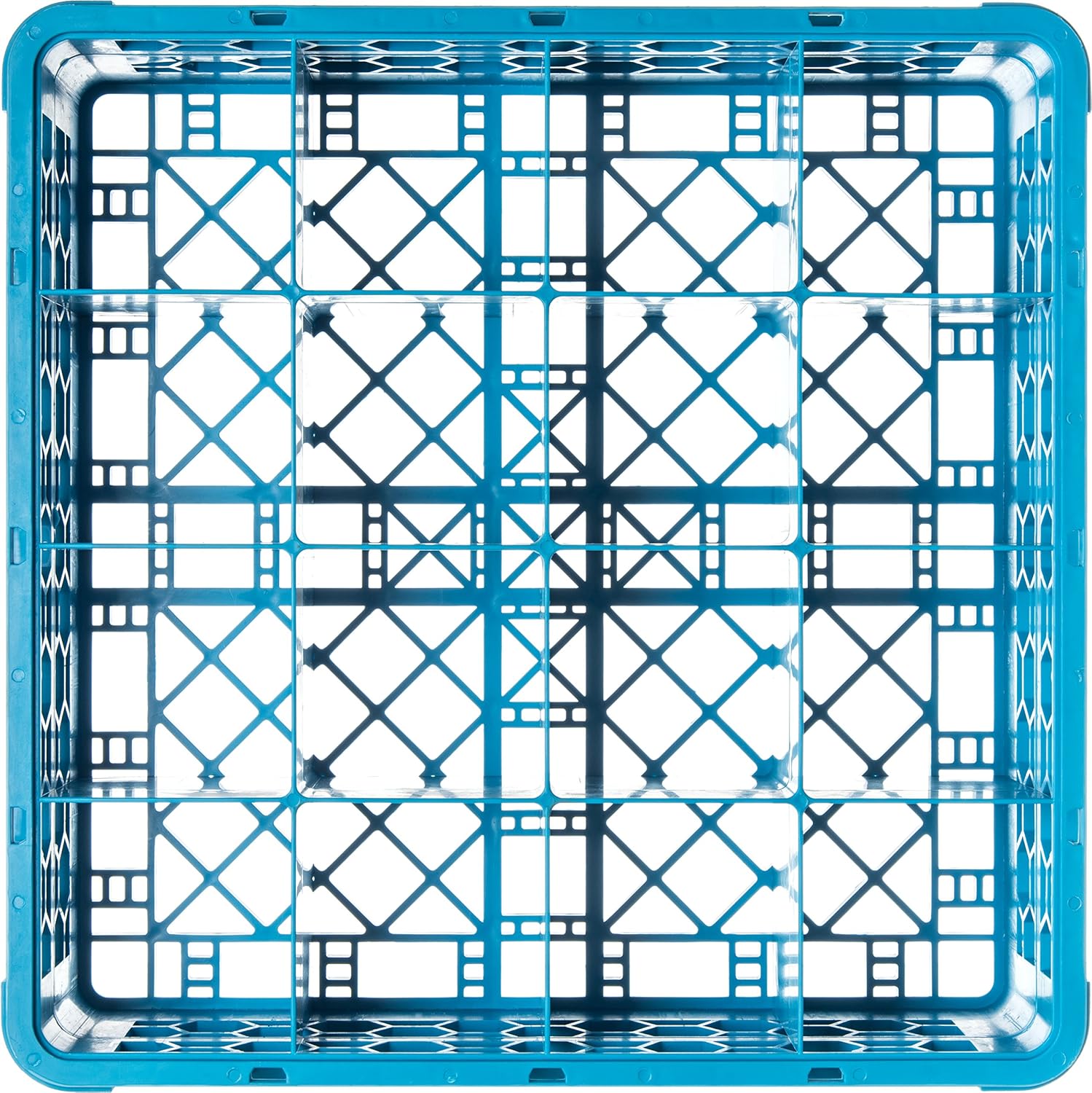 Carlisle FoodService Products Opticlean Glass Rack 16 Compartments with 1 Extender for Kitchens and Restaurants, Plastic, 19.875 x 19.875 x 5.5 Inches, Carlisle Blue - Image 2