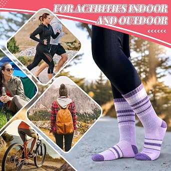 SEEYAN Womens Merino Wool Socks Hiking Walking Winter Thermal Boot Warm Cushion Work Thick Crew Socks 5 Pairs