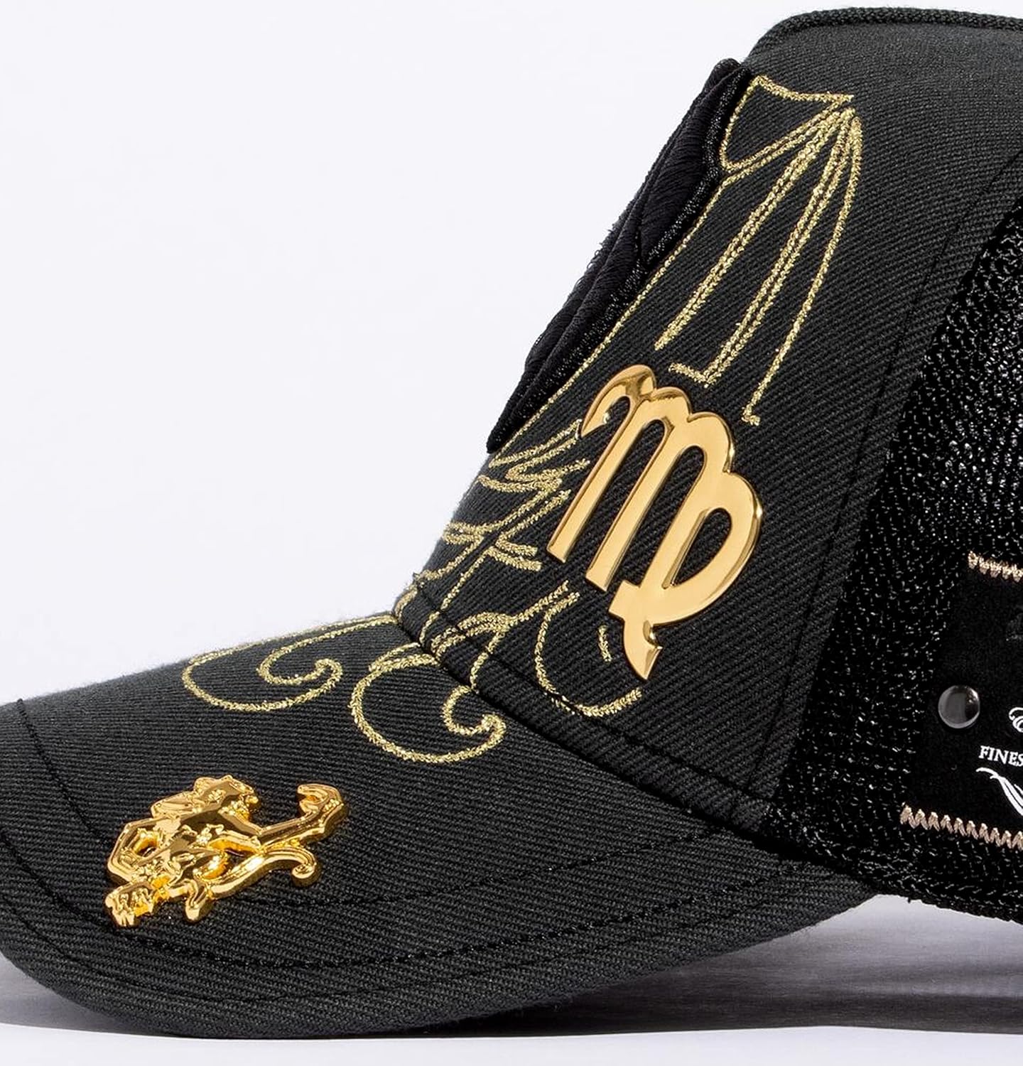 Red Monkey Designs Virgo Black RM1425 Zodiac Series Fashion Unisex Limited Edition Mesh Trucker Hat Cap, One Size