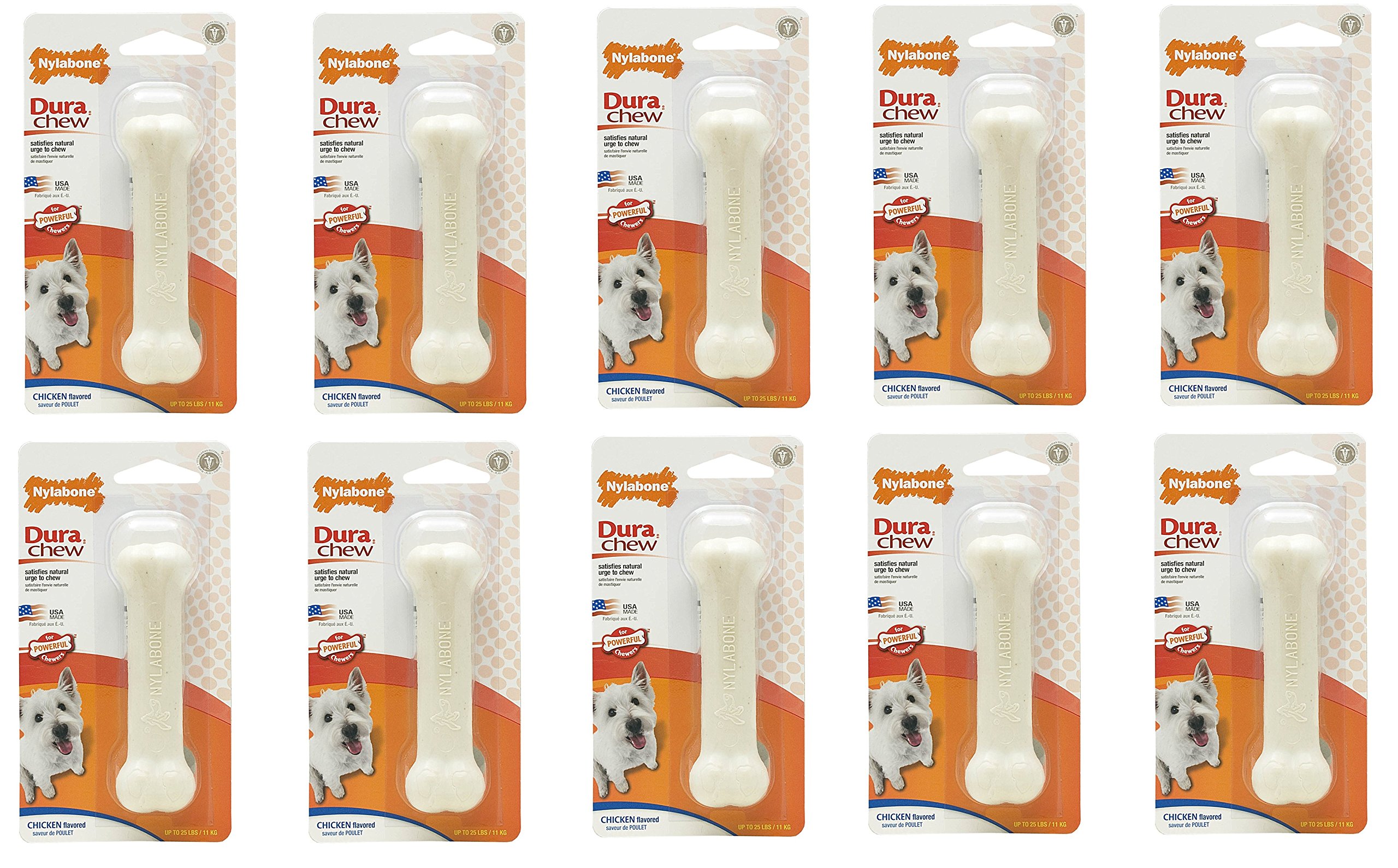 Nylabone Dura Chew Chicken Aromatizzato Osso Cane Giocattolo da Masticare - Taglia Regular