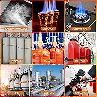 Vista 3 de Carbon Monoxide Detectors, 2Pack 4-in-1 Natural Gas Leak Detector & Temperature/Humidity Monitor