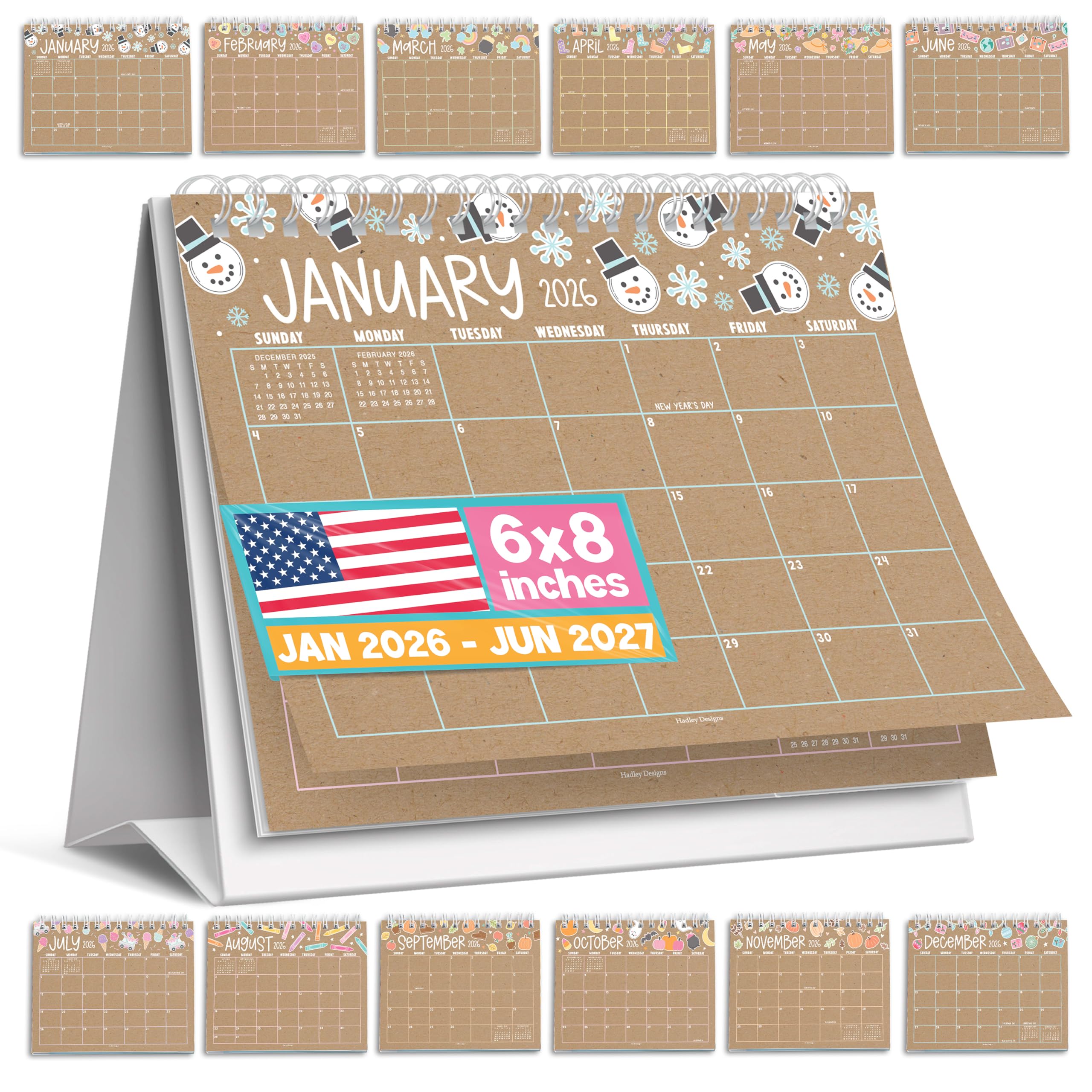 2022-2023 MINI FLIP Desk Calendar Desktop Paper Stand Calendar Table Organizer EUR 8,50 - View #2