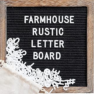Felt Letter Board with 10x10 Inch Rustic Wood Frame, Script Words, Precut Letters, Picture Hangers, Farmhouse Wall Decor, Shabby Chic Vintage Decor, Black Felt Message Board - coolthings.us