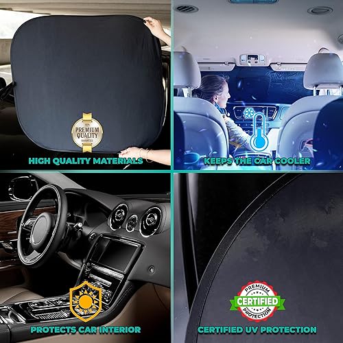 Miniatura 9 de kinder Fluff Parasol para parabrisas Protección solar reflectante patentada para automóvil, certificado 99% de bloqueo UVR, interior fresco,