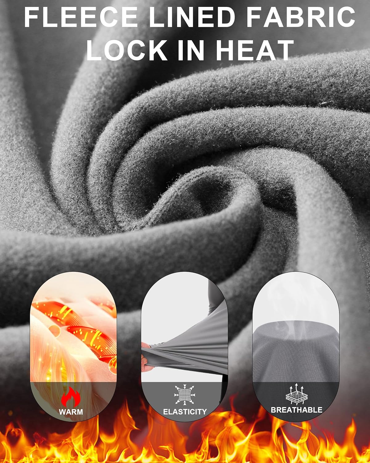 Men's Thermal Compression Shirts, Long Sleeve Fleece Lined Base Layer, Cold Weather Gear Athletic Undershirt Top - Image 4