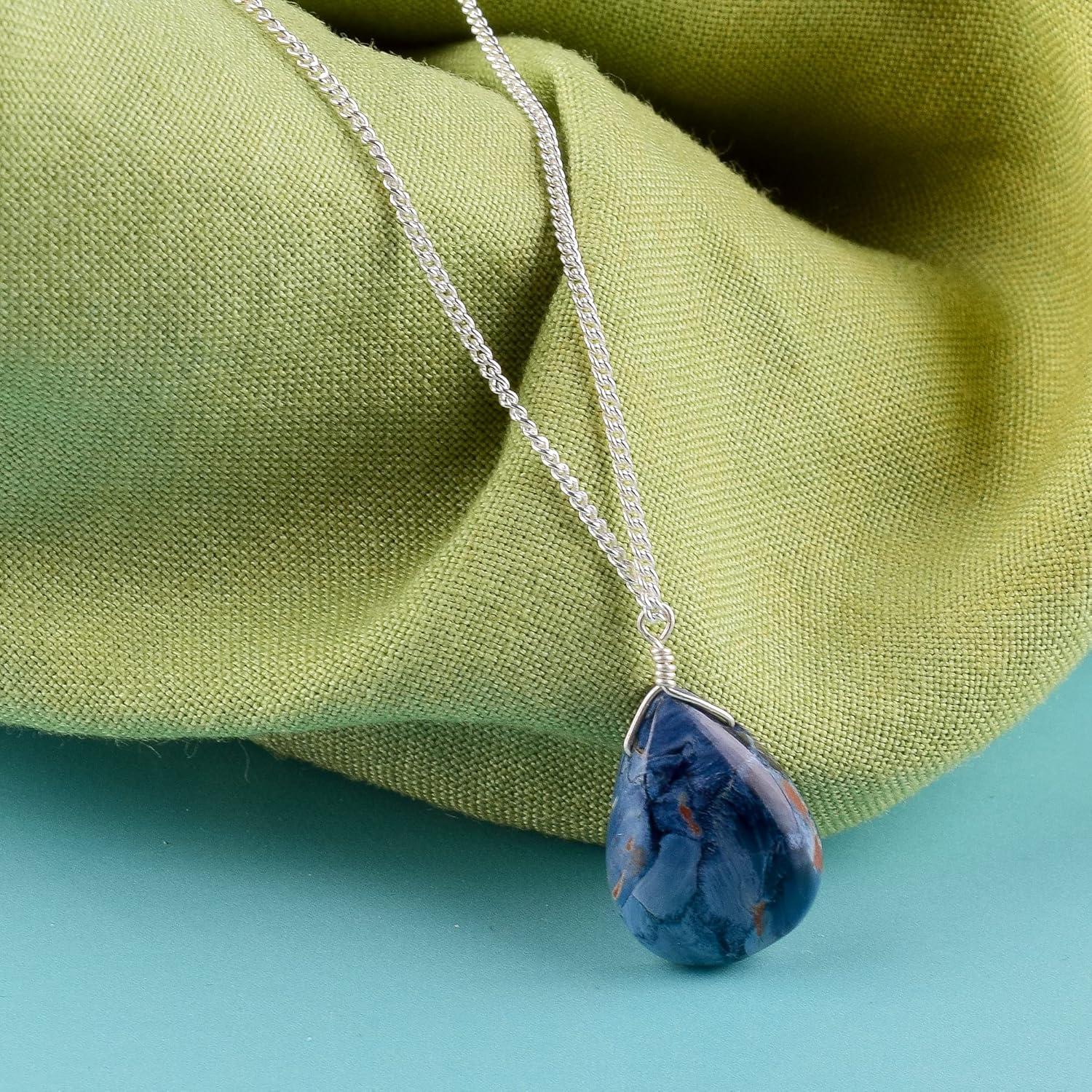 Natural Pietersite Crystals Pendant Necklace, 925 Sterling Silver, Pear Cabochon Gemstone, Energy Healing Crystals, Birthday, Gift for Her, Gemstone Jewelry AAA+ Quality - Image 5