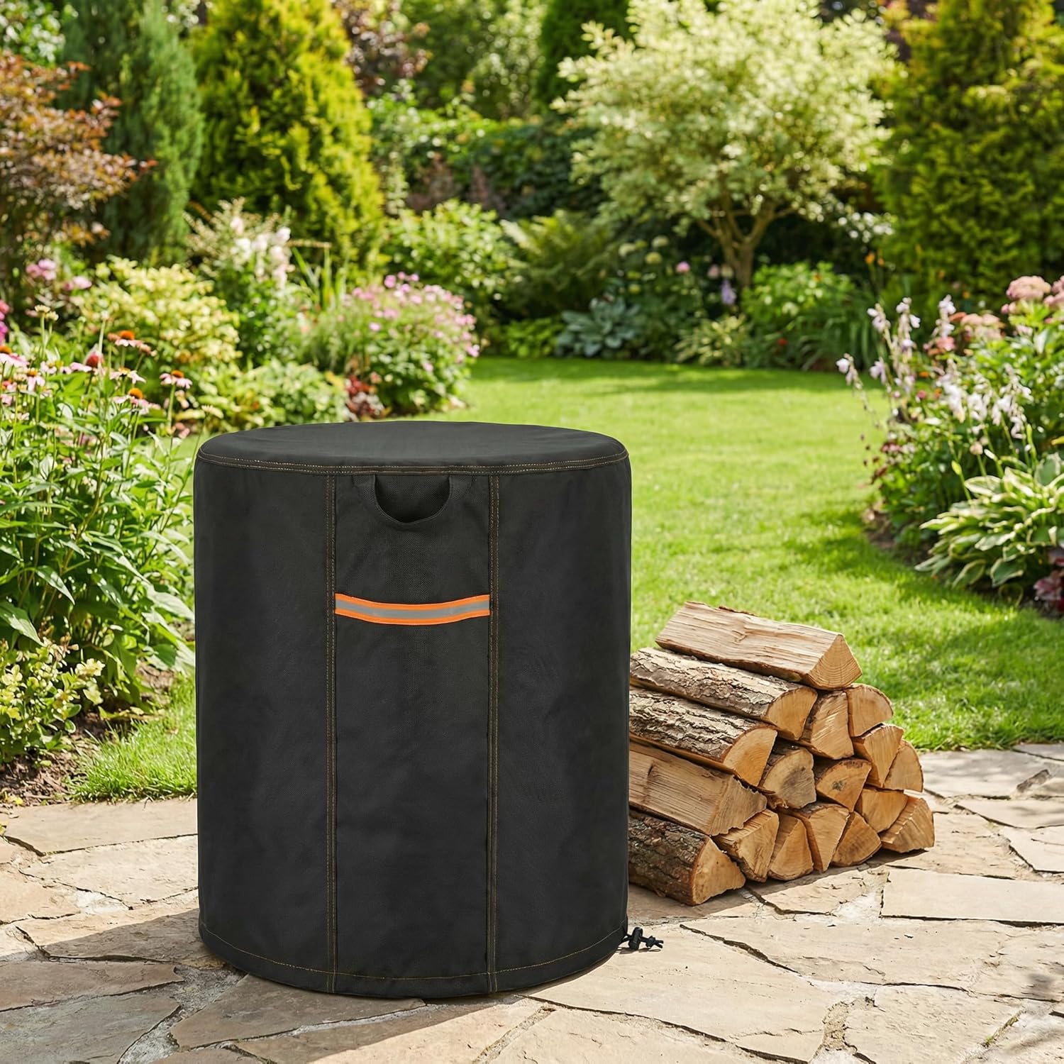 Deosk 33"Dx45" H Wood Chippers Cover Waterproof & Windproof Woods Universal Shredders Mulchers Covers With Reflective Handle For Most Electric Shredder Mulcher & Leaf Mulcher (Black)