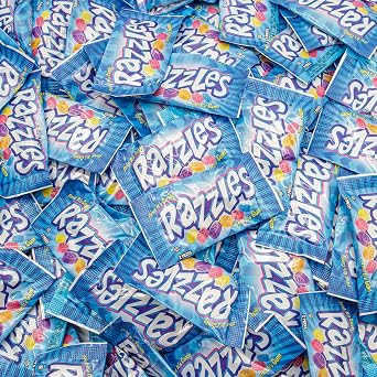 Razzles Candy Gum Original 80 Packs Bulk Candy in Resealable Bag, 5 Assorted Fruit Flavors, Individually Wrapped for Freshness, Soft & Chewy